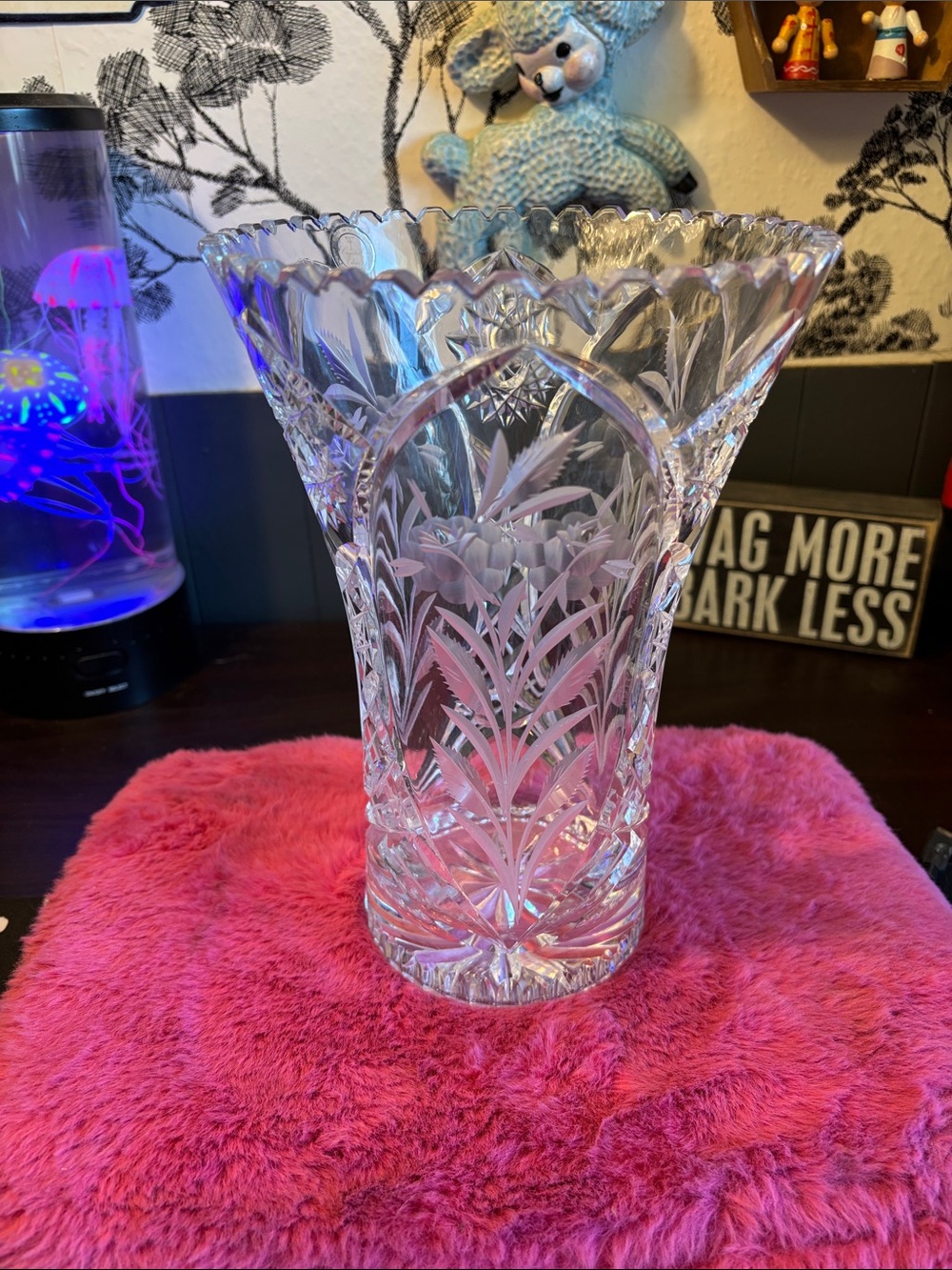 VINTAGE Crystal Clear brand made in GermanyCut Crystal Vase. It is a bohemian st